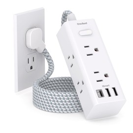 10 Ft Power Strip Surge Protector - One Beat 6 Widely Outlets with 3 USB Ports(1 USB C), 3 Sided Outlet Extender, Flat Plug Extension Cord, Wall Mount Power Strip for Home Office Travel College Dorm