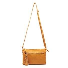 Women's Lightweight Multi Compartment Wristlet Clutch Wallet Crossbody Bag - (WU021-Mustard)