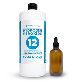 Hydrogen Peroxide 12 Percent (32oz + Dropper) - Hydrogen Peroxide Cleaner - Dilute and Spray 12% Hydrogen Peroxide on Counters, Bathtubs, Floors or Carpets - Food Grade Hydrogen Peroxide 12 Percent