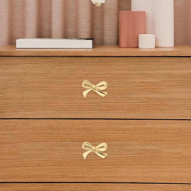 DOITOOL Brass Bow Shape Cabinets Knobs Gold Drawer Pulls Decorative