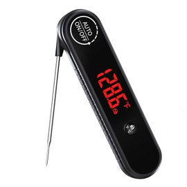 Termómetro digital para carne, termómetro de lectura instantánea de 0.3 segundos con pantalla LED giratoria automática y función de calibración, parte