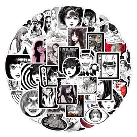60 Stück Junji Ito Aufkleber Auto Laptop Telefon Gitarre Skateboard Motorrad Fahrrad Junji Ito Stickers Set Vinyl Wasserdicht Aesthetic Aufkleber für Jugendliche Kinder Erwachsene