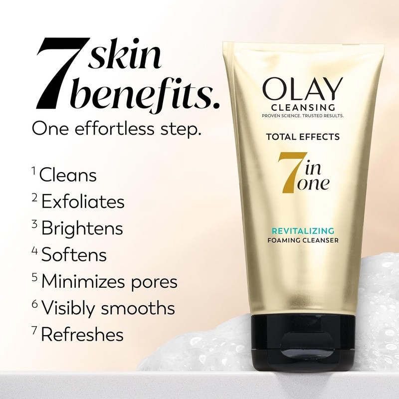 Foaming Face Wash by Olay Total Effects, Revitalizing Facial Cleanser,