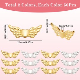 SOFPLATE 1 Box 100pcs Silver Wing Beads Small Wing Beads Alloy Metal Gold Silver Tibetan Style Butterfly Angel Fairy Heart Bead Bulk for Jewelry Making Wedding Christmas Decoration Bracelet Beading