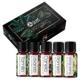 VIDA SCENTS | Aceites Esenciales Aromaterapia 5 De 10ml Oleos Relajante Para Difusores Y Humidificadores 100% Puro Y Natural | Lavanda, Romero, Canela, Ylang Ylang, Tomillo