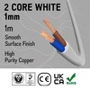 Primes DIY 2 Core Round White Flex Flexible Cable, stranded