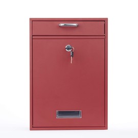 Wall Mounted Locking Vertical Dropbox Mailbox - Safe and Secure | Made with Galvanized Steel (Large, Red)