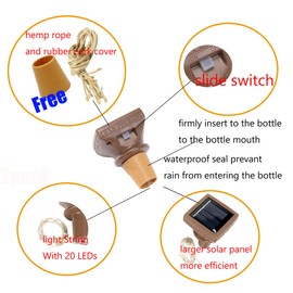 Upgraded 12 Pack Solar Wine Bottle Lights,20 LED Starry Cork Lights Solar Operated Mini Copper String Lights for Wine Bottles with Cork Christmas,Outdoor,Wedding Decor(Cool White)