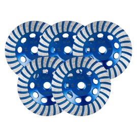 SALI 5PCS 7 Inch Concrete Grinding Wheels 43 Turbo Diamond Segments 5/8-11 Arbor Diamond Grinding Wheel Fit for Paint, Epoxy, Mastic, Coating Removal