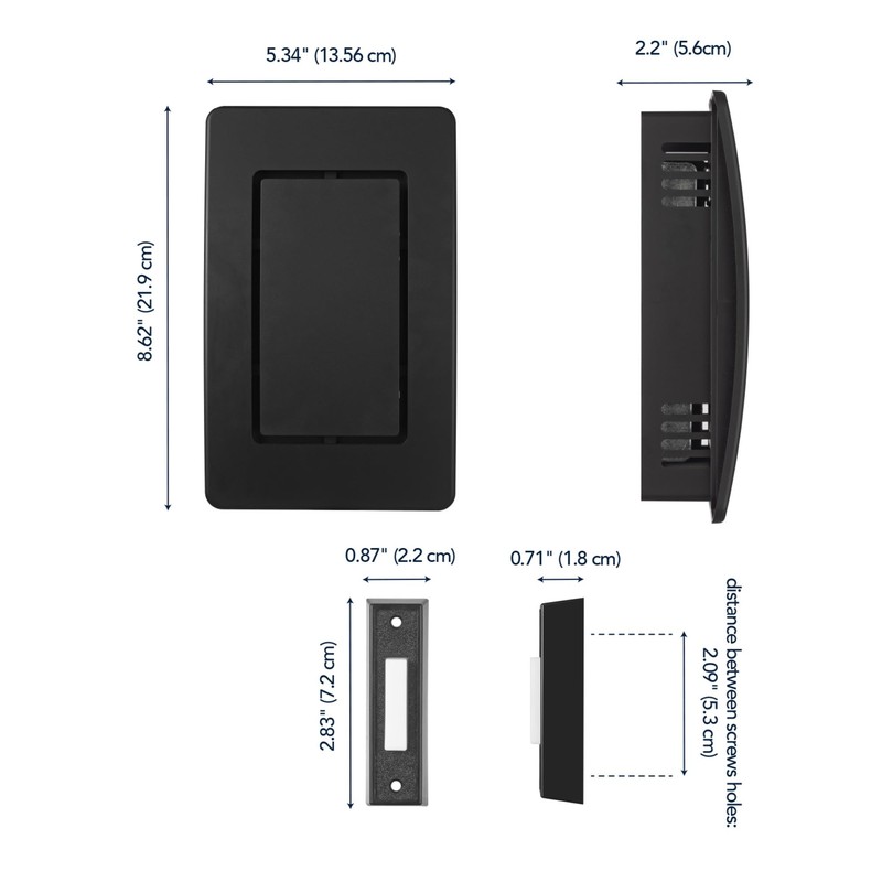 Heath Zenith Wired Mechanical Doorbell Chime Kit, Black, Plastic, Lighted,