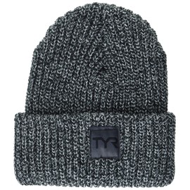 TYR Standard Unisex Cuffed Ribbed Beanie, Black, One Size