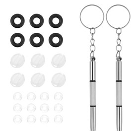 Eyeglass Repair Kit with 6Pcs Silicone Hinge Rings, 2Pcs Screwdrivers, 6Pcs Transparent and 6pcs Black Temple Grips Retainers - Hinge Tighteners for Loose Glasses Frame