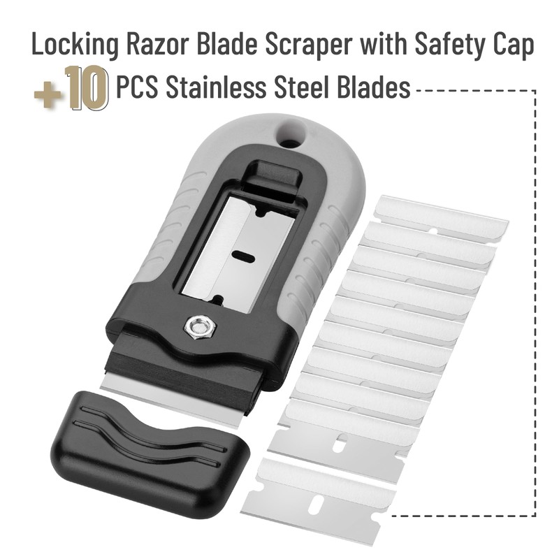 Bates- Razor Blade Scraper, Grey, Locking Razor Scraper Set with