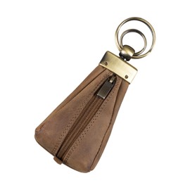 STILORD 'Enno' Small Key Bag Leather Key Case Key Case Mini Purse Key Bag Key Ring with Zip Compartment and Key Ring, Medium - Brown, coin purse