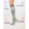 HUGH UGOLI Women Cotton Knee High Socks with 3 Stripes,