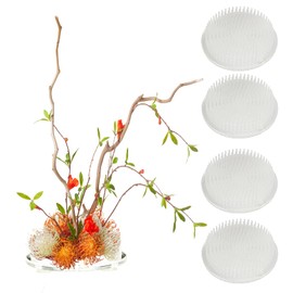 Calsoling 4 Pieces Flower Frog Transparent Flower Arrangement Holder, Round Pin Flower Holder Floral Arranging Frog with 3 Suction Cup from Japanese Ikebana Art for Home Plant Decoration DIY Craft