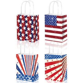 CRAWPROP 12PCS Patriotic Party Paper Bags Candy Gift Bags Paper Gift Bags 4th of July USA Party Supplies Party Independence Day Favors