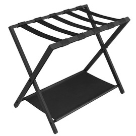 Hzuaneri Luggage Rack, Folding Suitcase Stand for Guest, Foldable, Luggage Holders with Shelf, Steel Frame with Nylon Straps for Bedroom, Hotel, Holds up to 154 lb, Grey,1 Pack LR03899G