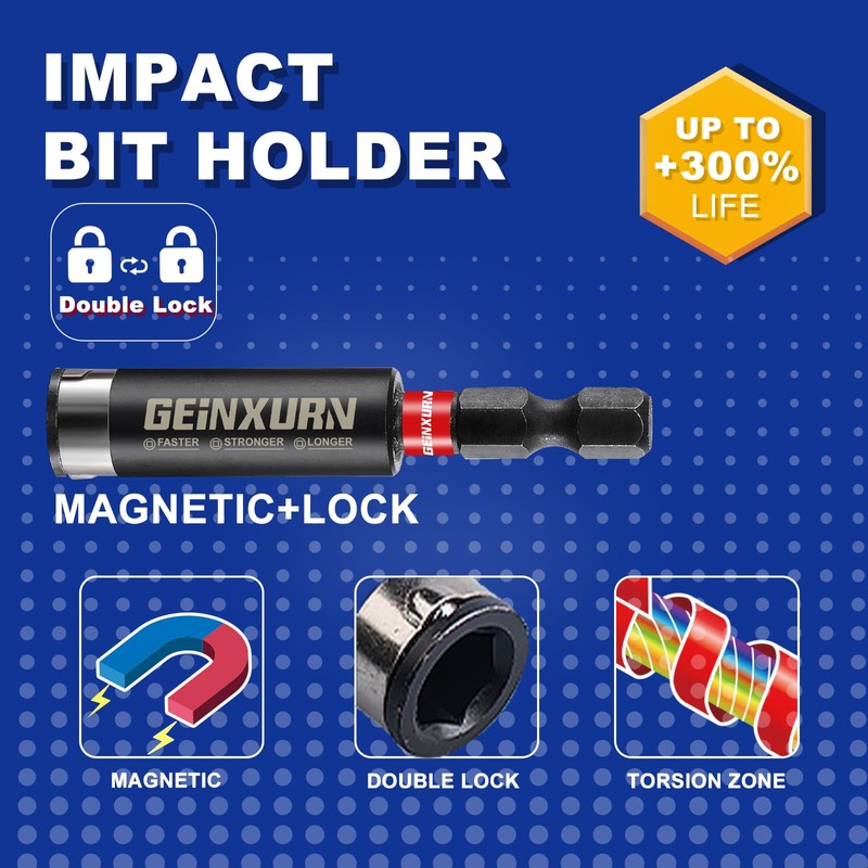 Geinxurn Impact Hex Screwdriver Bits Set,22 Pcs Magnetic Metric S2