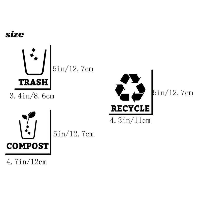 XTRAYXRAY Trash Recycle Compost Stickers Set of 3 Recycle Vinyl