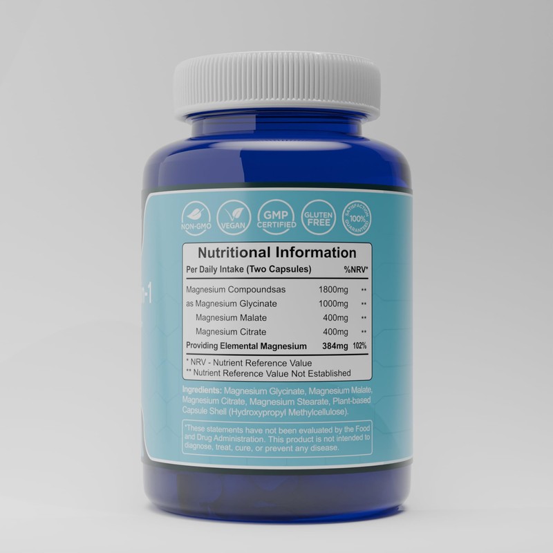 Magnesium 3-in-1 Complex – 1800mg of Glycinate, Citrate & Malate