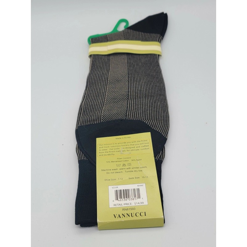Vannucci Designer Dress Socks Mens 10-13 KHAKI/BLAK DOTS