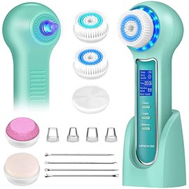 Exfoliante facial UMICKOO, cepillo limpiador facial resistente al agua con pantalla LCD, eliminador de puntos negros al vaco con 5 cabezales de...    