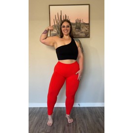 Aoxjox Workout Seamless Leggings for Women High Waisted Fitness Yoga Contour Sculpt Leggings (Fiery Red, Small)