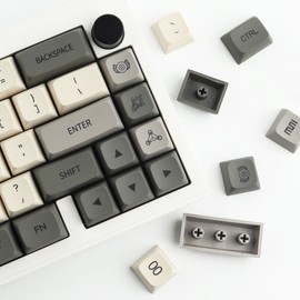 Hyekit PBT Keycaps - XDA Profile Keycaps, 1247 Keys Retro Grey Keycap Set, Dye-Sublimation Keycaps 75 Percent for Cherry Gateron MX Switches 100%, 75%, 65%, 60% Mechanical Keyboards