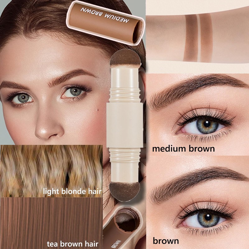 Eyebrow Stencil Stamp Set, Two-Tone Waterproof Eyebrow Powder Kit, Long