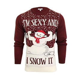 Xact Mens Christmas/Xmas Jumper - Sexy Snowman (Burgundy) XXL