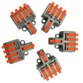 MTUERANC Wire Connectors, Compact Lever Wire Nuts Connectors Wire Terminals 1 in 4 Out for Quick Connect 28-12 AWG 5PCS (1 in 4 Out)