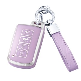 Flensent Key Fob Cover with Keychain for Toyota Highlander Sequoia Avalon Camry Corolla RAV4 2012-2019 (Purple)
