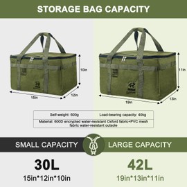 Tactical Camping Storage Bag 42L Extra-Large Capacity Waterproof Oxford Cloth Organizer Ideal for Travel, Outdoor Adventures Home Use and More