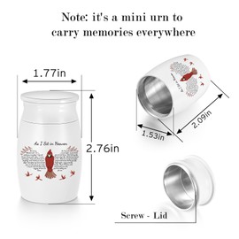 SOITIS Small Urns for Human Ashes Aluminium Mini Keepsake Urn Red Bird Small Cremation Urns for Ashes Memorial Ashes Keepsake- As I Sit in Heaven