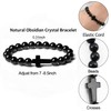 XIANNVXI Cross Bracelet for Men Women Black Obsidian Bracelet Christian