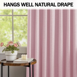 ABBRIGE Pinch Pleated Faux Linen Cute Princess Curtains - Living Room Decor Blush Drapes with Hook for Track System - 60% Blackout Baby Pink Curtains for Kids Room 40 x 84 Inches Long 2 Panels Set
