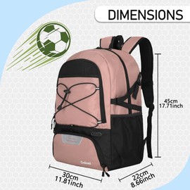 Soccer Backpack with Ball Holder - 30L Lightweight Water-Resistant Sports Bag for Men & Women, Ideal Football Equipment Backpack for Basketball Volleyball Training & Matches