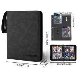 Tacrenixum 400 Pockets Card Holder Album with 50 Removable Sleeves for，Pokemon Card Collection Binder, Yugioh Cards Binder, MTG Binder (black, 4)