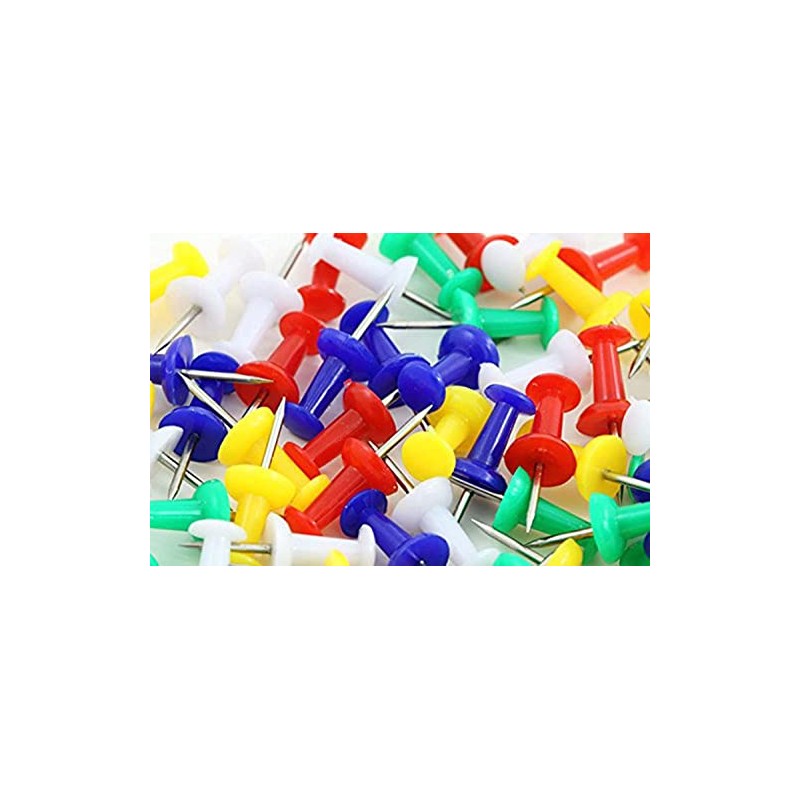100 Drawing Push Pins for Cork Notice Board, Coloured Push