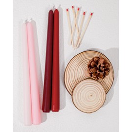 Viyffo Taper Candles 10 Inch Red Set of 4 Unscented, Dripless, Smokeless Long Tall Tapered Candlesticks Wedding Home Decor Dinner Natural Color Series