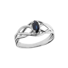 Exquisite Sterling Silver Sapphire Celtic Knot Engagement/Promise Ring (Size 9.5)