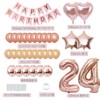 24th Birthday Balloons, Balloons, Decoration Set, Number Balloons, 24 Happy