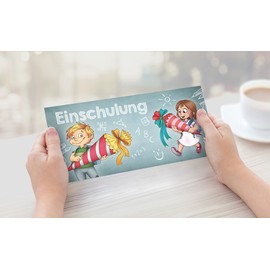 beriluDesign First Day At School Cards, Invitation Cards with Envelopes, Lovingly Designed Invitations For Children Starting School, Set of 12