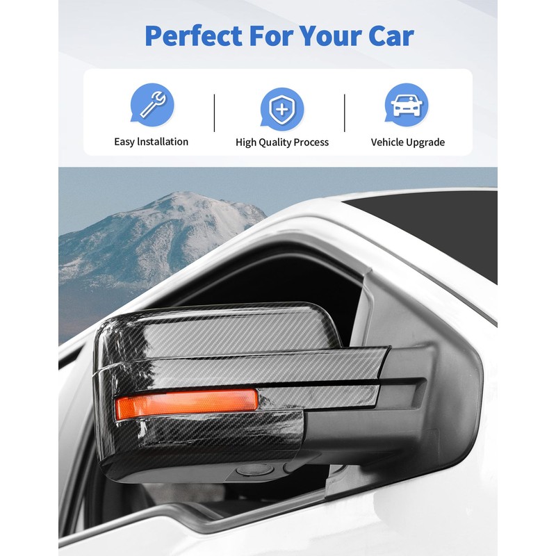 Full Mirror Covers Caps Compatible with 2009-2014 Ford F150 Raptor