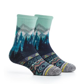 APRIME ECO-CAFE Crew Cushion Outdoor Socks Made from Coffee Grounds for Hiking, Trail Running, Climbing and Cycling (Medium, Forest)