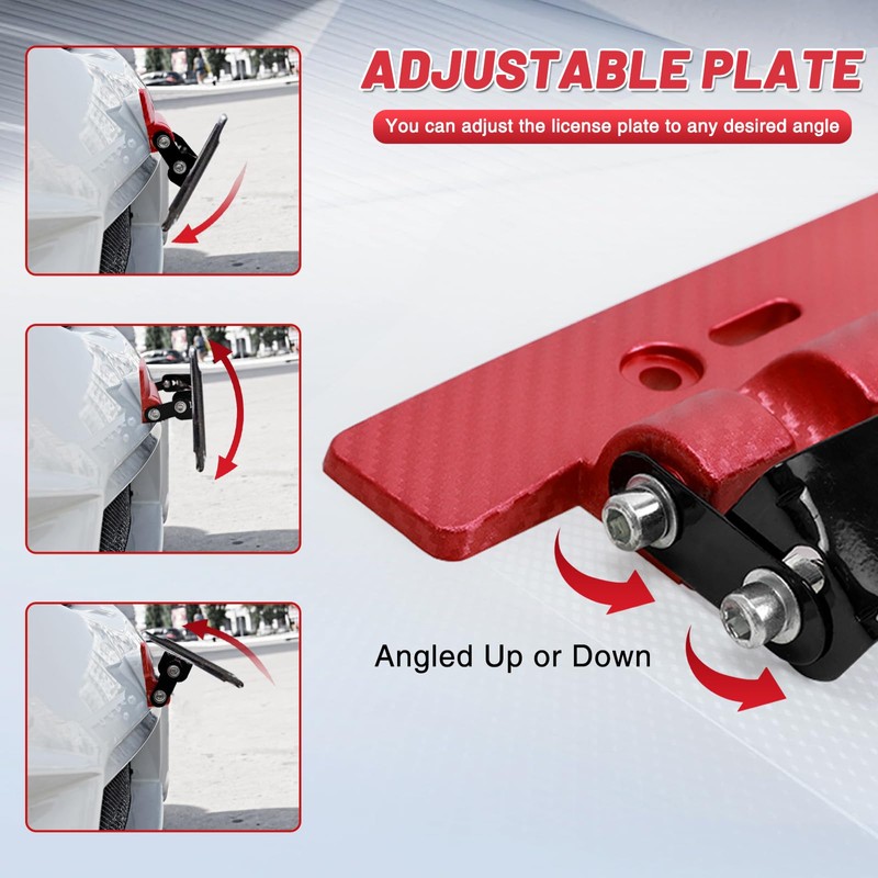 Tongze Adjustable License Plate Mounting Bracket, Flip-up Front License Plate