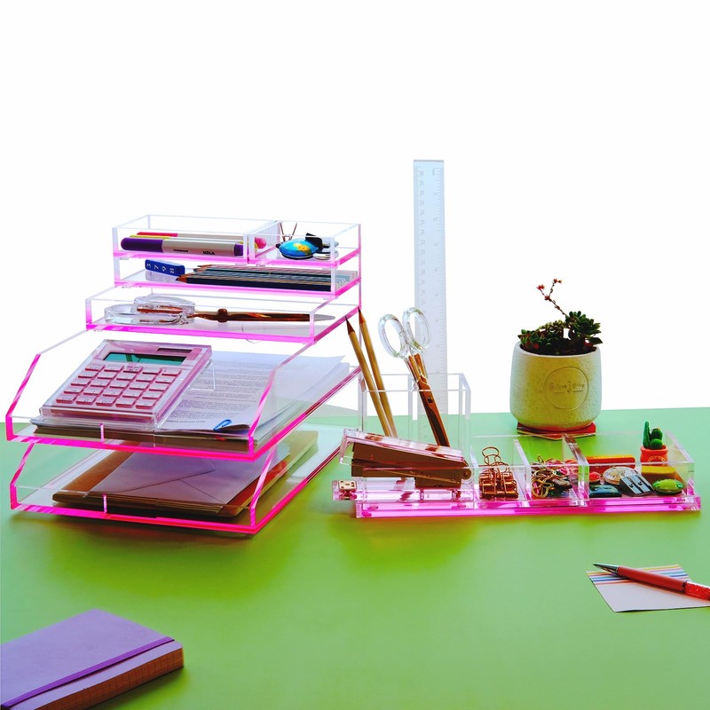 EXPUTRAN Acrylic Desk Organizer 4-Piece Desk Kit + Free Complimentary