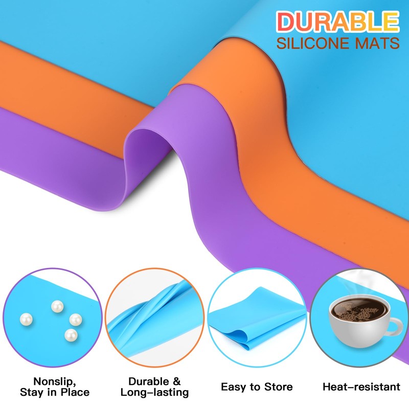 3 Pack Silicone Mats for Crafts, Premium Playdough Mat,A3 Size