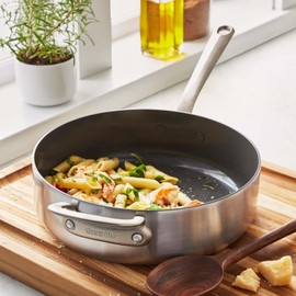 GreenPan Craft Steel Covered Sauté Pan, 4 qt, Silver